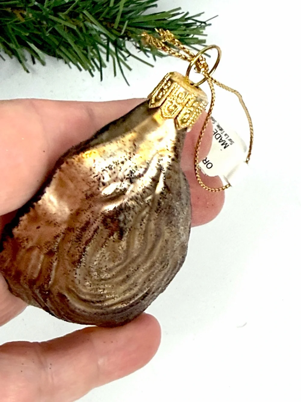 Sur La Table Oyster On The Half Shell Glass Christmas Ornament made in Poland